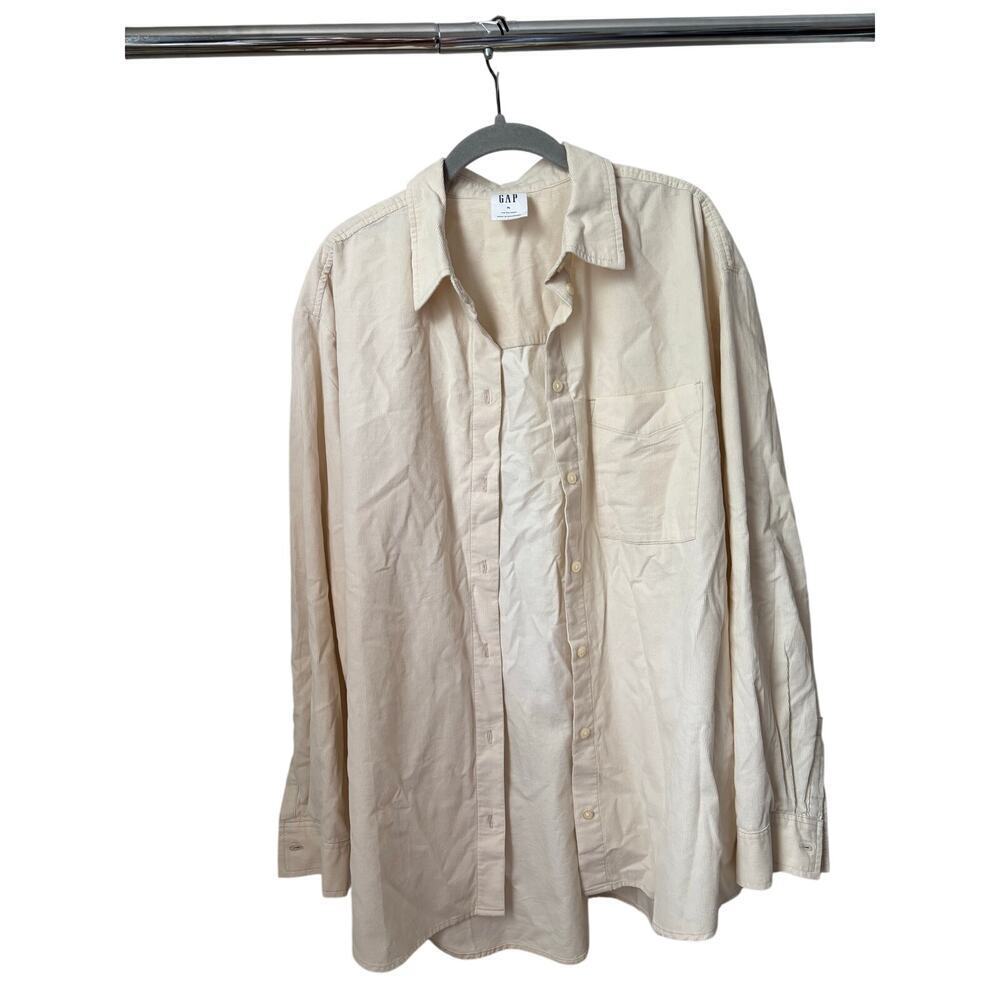 GAP The Big Shirt XL Cream Corduroy Button Up Oversized 100% Cotton Shirt - Picture 4 of 9